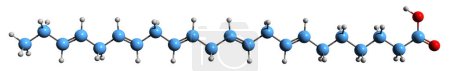 Téléchargez les photos : Image 3D de la formule squelettique de l'acide docosapentaénoïque - structure chimique moléculaire de l'acide gras polyinsaturé isolé sur fond blanc - en image libre de droit