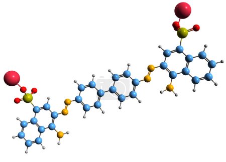 Téléchargez les photos : Image 3D de la formule squelettique rouge du Congo - structure chimique moléculaire du colorant azoïque rouge isolé sur fond blanc - en image libre de droit
