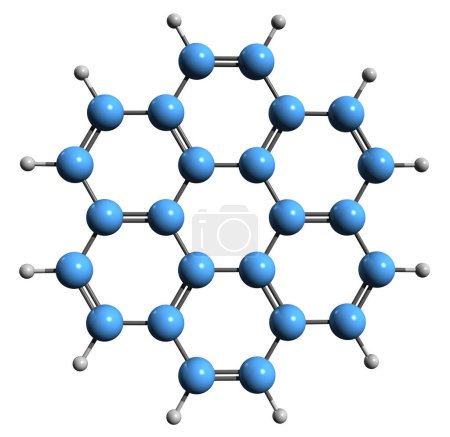 Photo for 3D image of Coronene skeletal formula - molecular chemical structure of polycyclic aromatic hydrocarbon superbenzene isolated on white background - Royalty Free Image