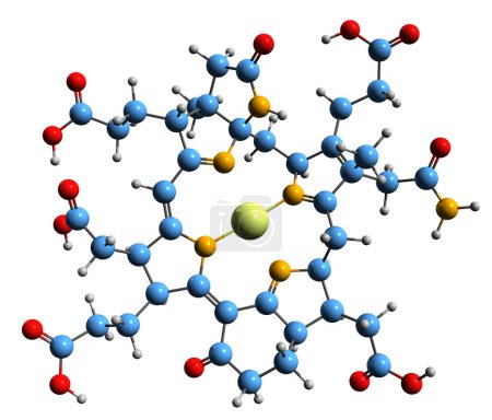 Téléchargez les photos : Image 3D de la formule squelettique du cofacteur F430 - structure chimique moléculaire de la coenzyme f430 isolée sur fond blanc - en image libre de droit