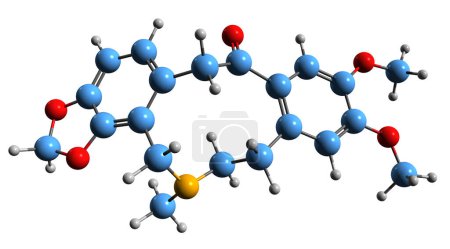 Photo for 3D image of Cryptopine skeletal formula - molecular chemical structure of opium alkaloid isolated on white background - Royalty Free Image