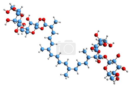 Téléchargez les photos : Image 3D de la formule squelettique de Crocin - structure chimique moléculaire du caroténoïde isolé sur fond blanc - en image libre de droit