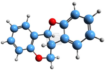 Foto de Imagen 3D de la fórmula esquelética de Pterocarpan - estructura química molecular del cumaranocromo aislado sobre fondo blanco - Imagen libre de derechos