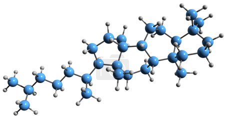 Téléchargez les photos : Image 3D de la formule squelettique de Lanostane - structure chimique moléculaire d'hydrocarbures polycycliques Triméthylcholestane isolé sur fond blanc - en image libre de droit