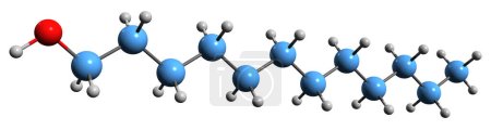 Foto de Imagen 3D de alcohol graso Dodecanol fórmula esquelética - estructura química molecular de Lauryl alcohol aislado sobre fondo blanco - Imagen libre de derechos