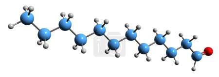 Foto de Imagen 3D de la fórmula esquelética de Dodecanal - estructura química molecular del aldehído de Dodecyl aislado sobre fondo blanco - Imagen libre de derechos