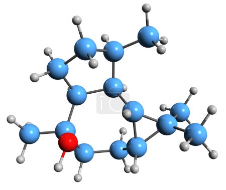 Téléchargez les photos : 3D image of Ledol skeletal formula - molecular chemical structure of  poisonous sesquiterpene isolated on white background - en image libre de droit