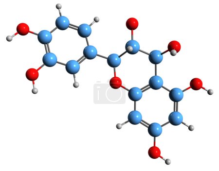 Foto de Imagen 3D de la fórmula esquelética de Leucocianidina - estructura química molecular de Leucoanthocyanidol aislado sobre fondo blanco - Imagen libre de derechos