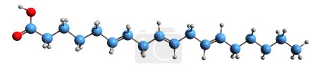 Foto de Imagen 3D de la fórmula esquelética del ácido gamma-Linolénico - estructura química molecular del ácido gamolénico aislado sobre fondo blanco - Imagen libre de derechos