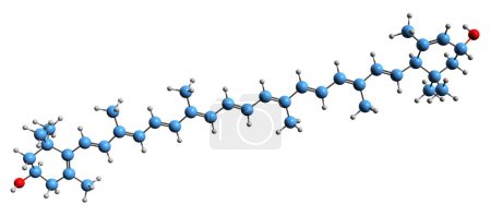 Foto de Imagen 3D de la fórmula esquelética de la luteína - estructura química molecular de la xantofila aislada sobre fondo blanco - Imagen libre de derechos