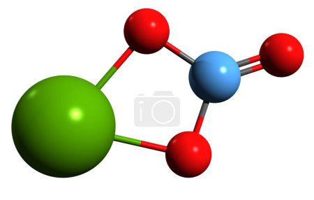 Foto de Imagen 3D de la fórmula esquelética de carbonato de magnesio: estructura química molecular de la droga antiácida aislada sobre fondo blanco - Imagen libre de derechos
