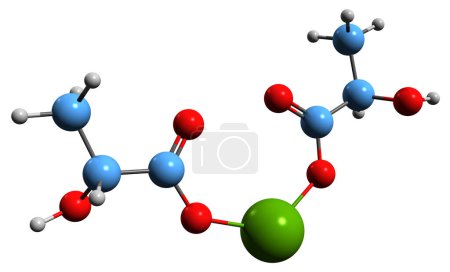 Téléchargez les photos : Image 3D de la formule squelettique - structure chimique moléculaire du supplément minéral isolé sur fond blanc - en image libre de droit