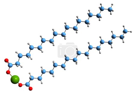 Téléchargez les photos : Image 3D de la formule squelettique du stéarate de magnésium - structure chimique moléculaire de l'octadécanoate de magnésium isolé sur fond blanc - en image libre de droit