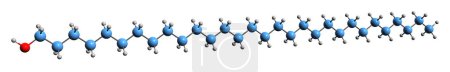 Foto de Imagen 3D de la fórmula esquelética de alkohol bálsamo de limón - estructura química molecular del triacontal fitoquímico 1 aislado sobre fondo blanco - Imagen libre de derechos