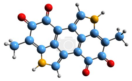 Foto de Imagen 3D de la fórmula esquelética de la melanina: estructura química molecular del pigmento natural aislado sobre fondo blanco - Imagen libre de derechos