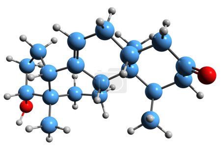 Téléchargez les photos : Image 3D de la formule squelettique Mesterolone - structure chimique moléculaire des androgènes et des stéroïdes anabolisants isolés sur fond blanc - en image libre de droit