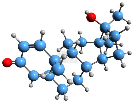 Téléchargez les photos : Image 3D de la formule squelettique Metandienone - structure chimique moléculaire de isolé sur fond blanc - en image libre de droit