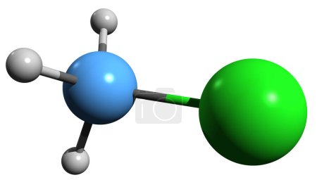Foto de Imagen 3D de la fórmula esquelética de clorometano: estructura química molecular del monoclorometano haloalcalino aislado sobre fondo blanco - Imagen libre de derechos