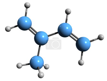 Photo for 3D image of Isoprene skeletal formula - molecular chemical structure of Methylbutadiene isolated on white background - Royalty Free Image