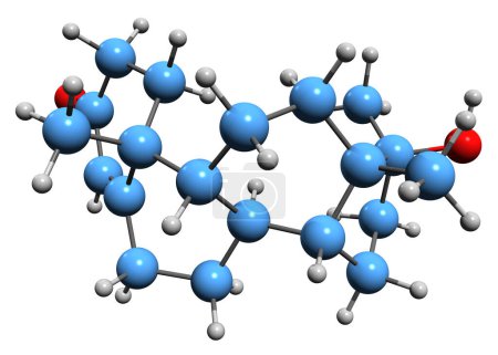 Foto de Imagen 3D de la fórmula esquelética de metiltestosterona - estructura química molecular de andrógenos y esteroides anabólicos aislados sobre fondo blanco - Imagen libre de derechos
