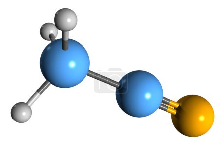 Foto de Imagen 3D de la fórmula esquelética de acetonitrilo - estructura química molecular del cianuro de metilo aislado sobre fondo blanco - Imagen libre de derechos