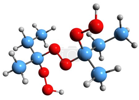 Foto de Imagen en 3D de la fórmula esquelética de peróxido de etilo-cetona de metilo - estructura química molecular del peróxido orgánico MEKP aislado sobre fondo blanco - Imagen libre de derechos