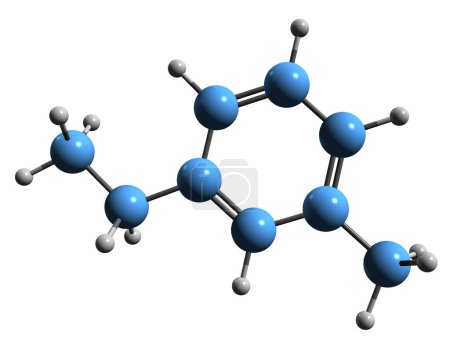 Foto de Imagen 3D de la fórmula esquelética de etiltolueno - estructura química molecular del derivado de tolueno aislado sobre fondo blanco - Imagen libre de derechos