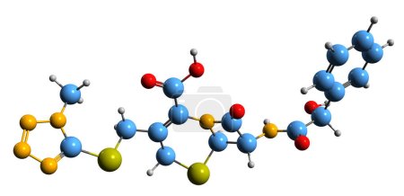 Foto de Imagen 3D de la fórmula esquelética de Cefamandol: estructura química molecular del antibiótico de cefalosporina aislado sobre fondo blanco - Imagen libre de derechos