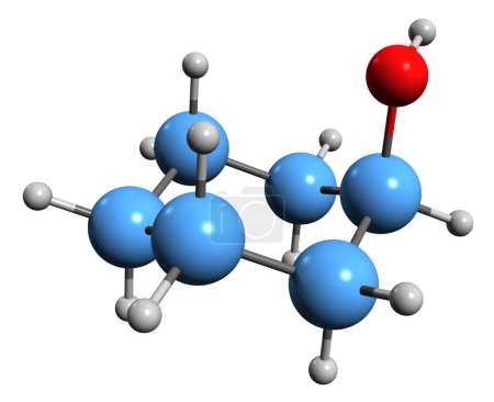 Foto de Imagen 3D de la fórmula esquelética de Cyclohexanol - estructura química molecular de Cyclohexyl Alcohol aislado sobre fondo blanco - Imagen libre de derechos