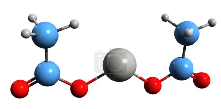 Téléchargez les photos : Image 3D de la formule squelettique de l'acétate de zinc - structure chimique moléculaire du complément alimentaire isolé sur fond blanc - en image libre de droit