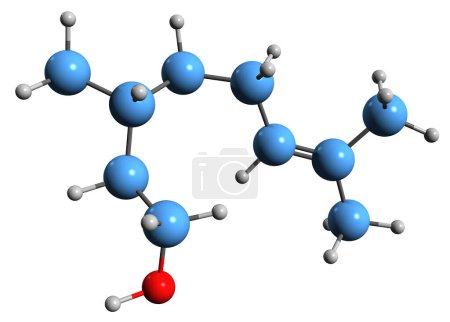 Téléchargez les photos : Image 3D de la formule squelettique du citronellol - structure chimique moléculaire du dihydrogéraniol isolé sur fond blanc - en image libre de droit