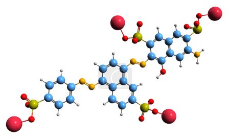Téléchargez les photos : Image 3D de Black 7984 skeletal formula - structure chimique moléculaire de Food Black 2 isolée sur fond blanc - en image libre de droit