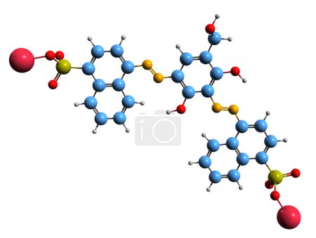 Téléchargez les photos : Image 3D de la formule squelettique Brown HT - structure chimique moléculaire de Chocolate Brown HT isolé sur fond blanc - en image libre de droit