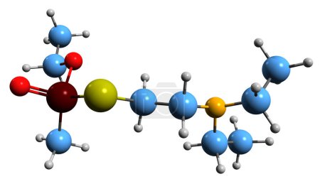 Foto de Imagen 3D de la fórmula esquelética del agente nervioso VM: estructura química molecular de Edemo aislada sobre fondo blanco - Imagen libre de derechos