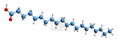 Téléchargez les photos : Image 3D de la formule squelettique de l'acide eicosapentaénoïque - structure chimique moléculaire de l'acide gras oméga-3 isolé sur fond blanc - en image libre de droit