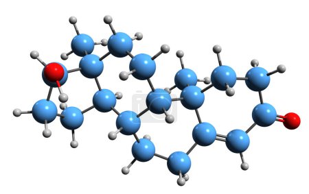 Foto de Imagen 3D de la fórmula esquelética de Epitestosterona - estructura química molecular del esteroide endógeno aislado sobre fondo blanco - Imagen libre de derechos
