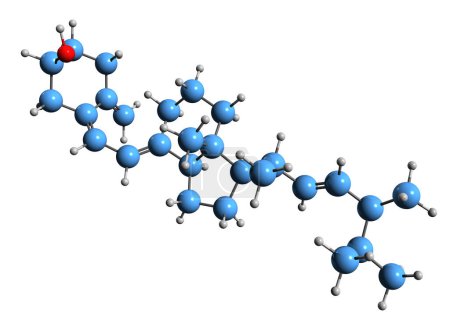 Téléchargez les photos : Image 3D de la formule squelettique de l'ergocalciférol - structure chimique moléculaire de la vitamine D2 isolée sur fond blanc - en image libre de droit