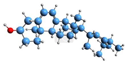 Téléchargez les photos : Image 3D de la formule squelettique Ergostérol - structure chimique moléculaire du stérol fongique isolé sur fond blanc - en image libre de droit