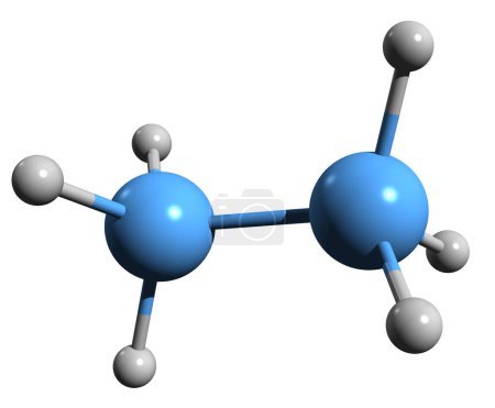 Téléchargez les photos : Image 3D de la formule squelettique éthane - structure chimique moléculaire du Dicarbane isolé sur fond blanc - en image libre de droit