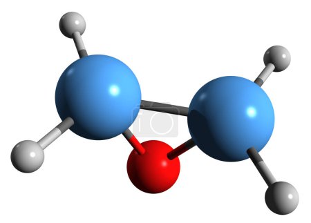 Téléchargez les photos : Image 3D de la formule squelettique de l'oxyde d'éthylène - structure chimique moléculaire d'Oxacyclopropane isolé sur fond blanc - en image libre de droit