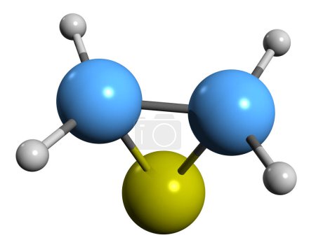 Foto de Imagen 3D de la fórmula esquelética de Thiirane: estructura química molecular del tiaciclopropano aislado sobre fondo blanco - Imagen libre de derechos