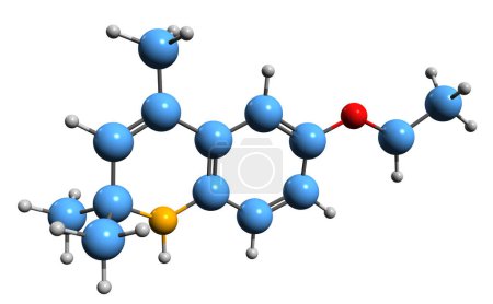 Foto de Imagen 3D de la fórmula esquelética etoxiquina - estructura química molecular del antioxidante a base de quinolina aislado sobre fondo blanco - Imagen libre de derechos