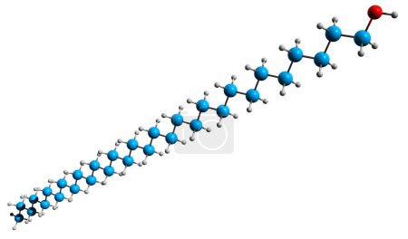 Foto de Imagen 3D de la fórmula esquelética de gentriacontanol: estructura química molecular del alcohol graso aislado sobre fondo blanco - Imagen libre de derechos