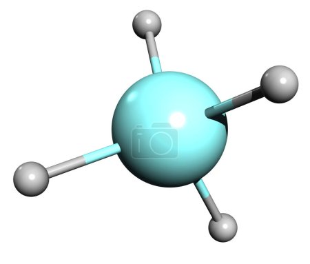 Foto de Imagen 3D de la fórmula esquelética de Silano - estructura química molecular del compuesto inorgánico Monosilano aislado sobre fondo blanco - Imagen libre de derechos