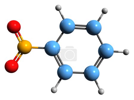 Téléchargez les photos : Image 3D de la formule squelettique du nitrobenzène - structure chimique moléculaire de l'huile de mirbane isolée sur fond blanc - en image libre de droit