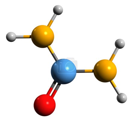 Téléchargez les photos : Image 3D de la formule squelettique de l'urée - structure chimique moléculaire du carbamide isolé sur fond blanc - en image libre de droit