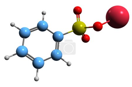 Téléchargez les photos : Image 3D de la formule squelettique du benzosulfonate de sodium - structure chimique moléculaire de l'acide benzènesulfonique isolé sur fond blanc - en image libre de droit
