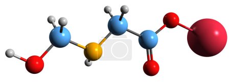 Téléchargez les photos : Image 3D de la formule squelettique de l'hydroxyméthylglycinate de sodium - structure chimique moléculaire du conservateur libérant du formaldéhyde isolé sur fond blanc - en image libre de droit