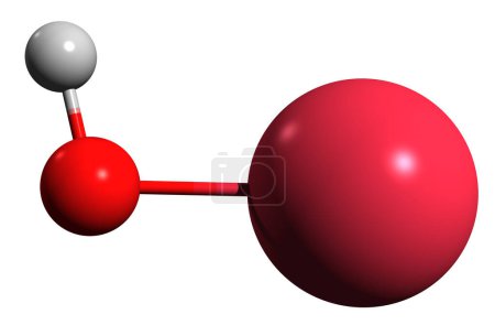 Téléchargez les photos : Image 3D de la formule squelettique de l'hydroxyde de sodium - structure chimique moléculaire du composé inorganique Blanc caustique isolé sur fond blanc - en image libre de droit