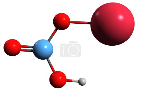 Foto de Imagen 3D de Fórmula esquelética de bicarbonato de sodio - estructura química molecular de bicarbonato de sodio aislado sobre fondo blanco - Imagen libre de derechos